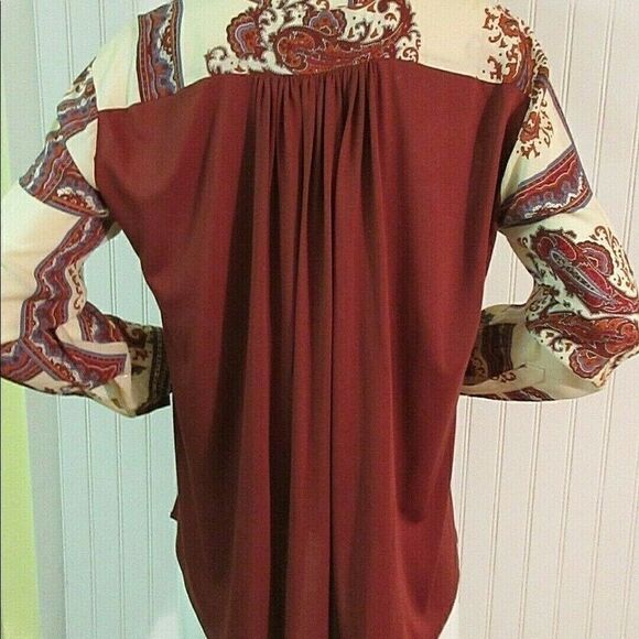 Anthropologie tunic top by Tiny red & cream sz M - Picture 2 of 4